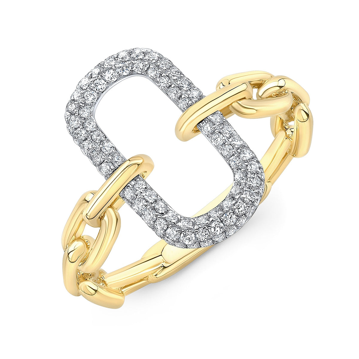 JustDesi 1/3 ct. tw. Diamond Paperclip Statement Ring in 14K Yellow Gold front view