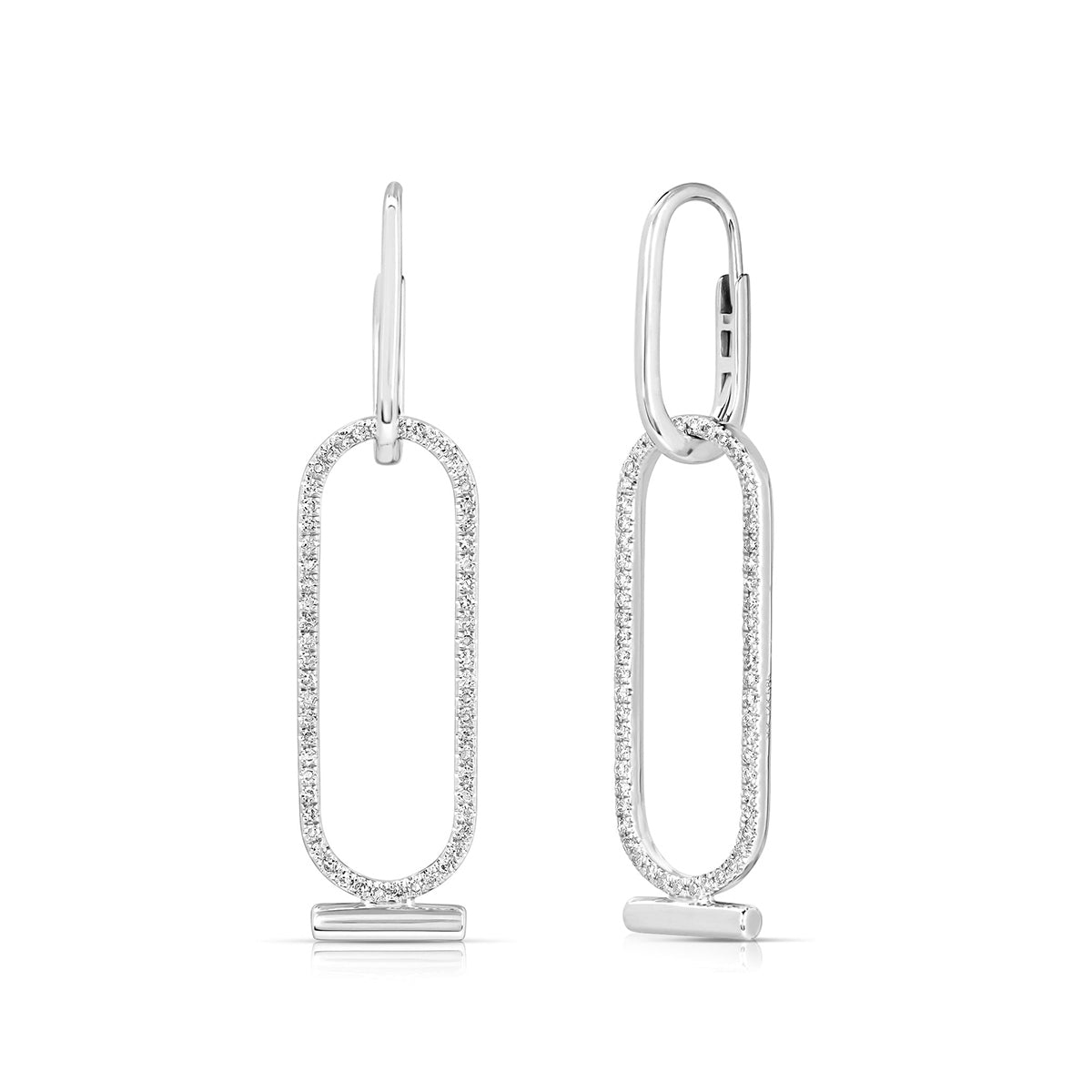 JustDesi 1/4 ct. tw. Diamond Paperclip Convertible Drop Hoops in 14K White Gold front view