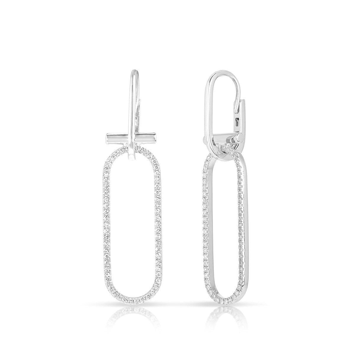 JustDesi 1/4 ct. tw. Diamond Paperclip Convertible Drop Hoops in 14K White Gold