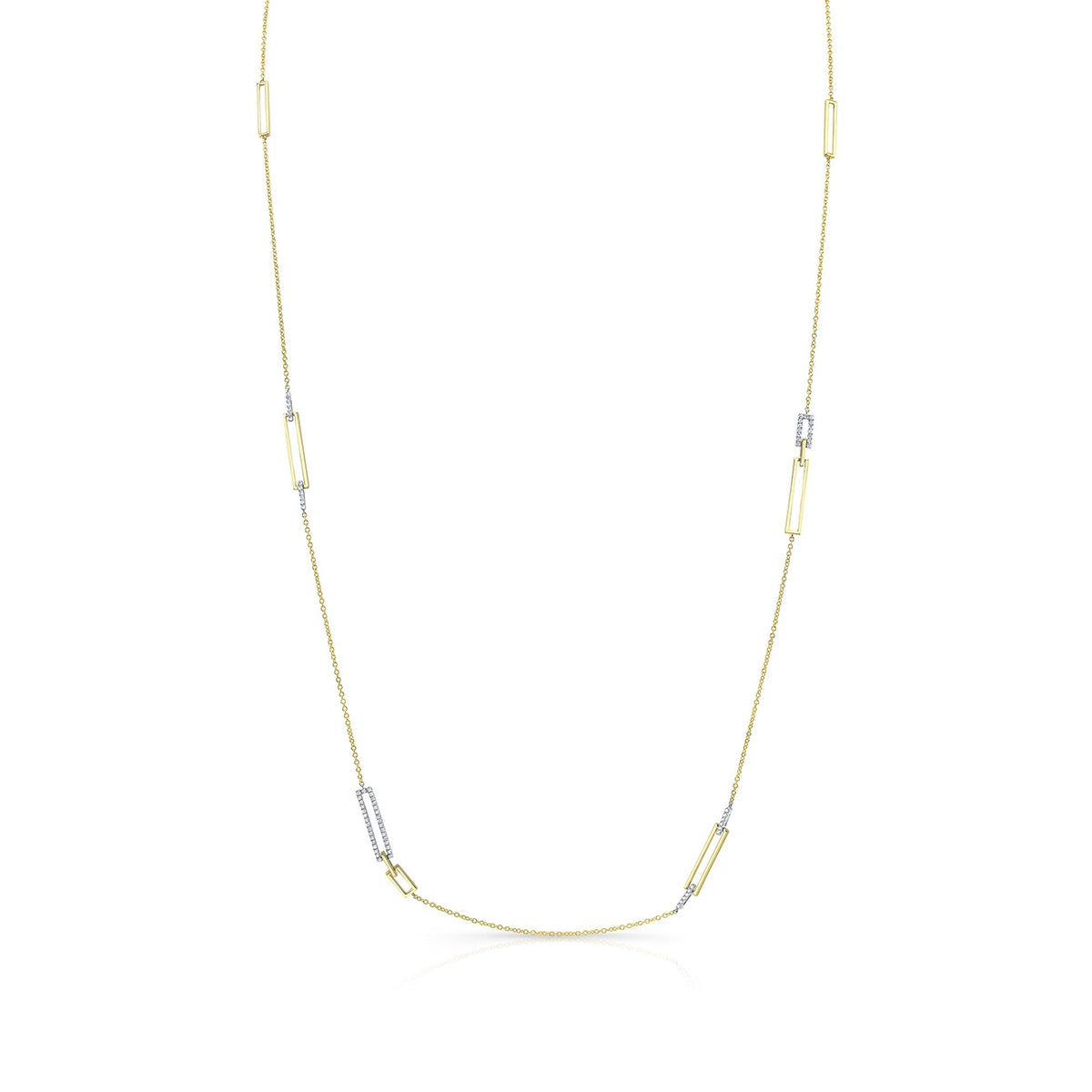 JustDesi 3/4 ct. tw. Diamond 6-Station Rectangle Layering Necklace in 14K Yellow Gold