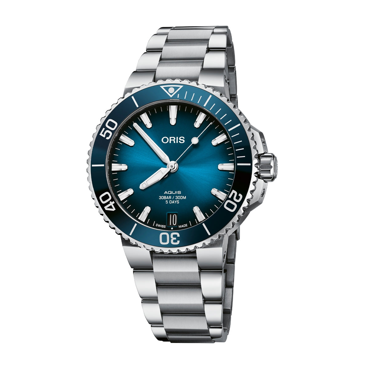 Oris Men's Aquis Date Calibre 400 Automatic Stainless Steel Watch with Blue Dial
