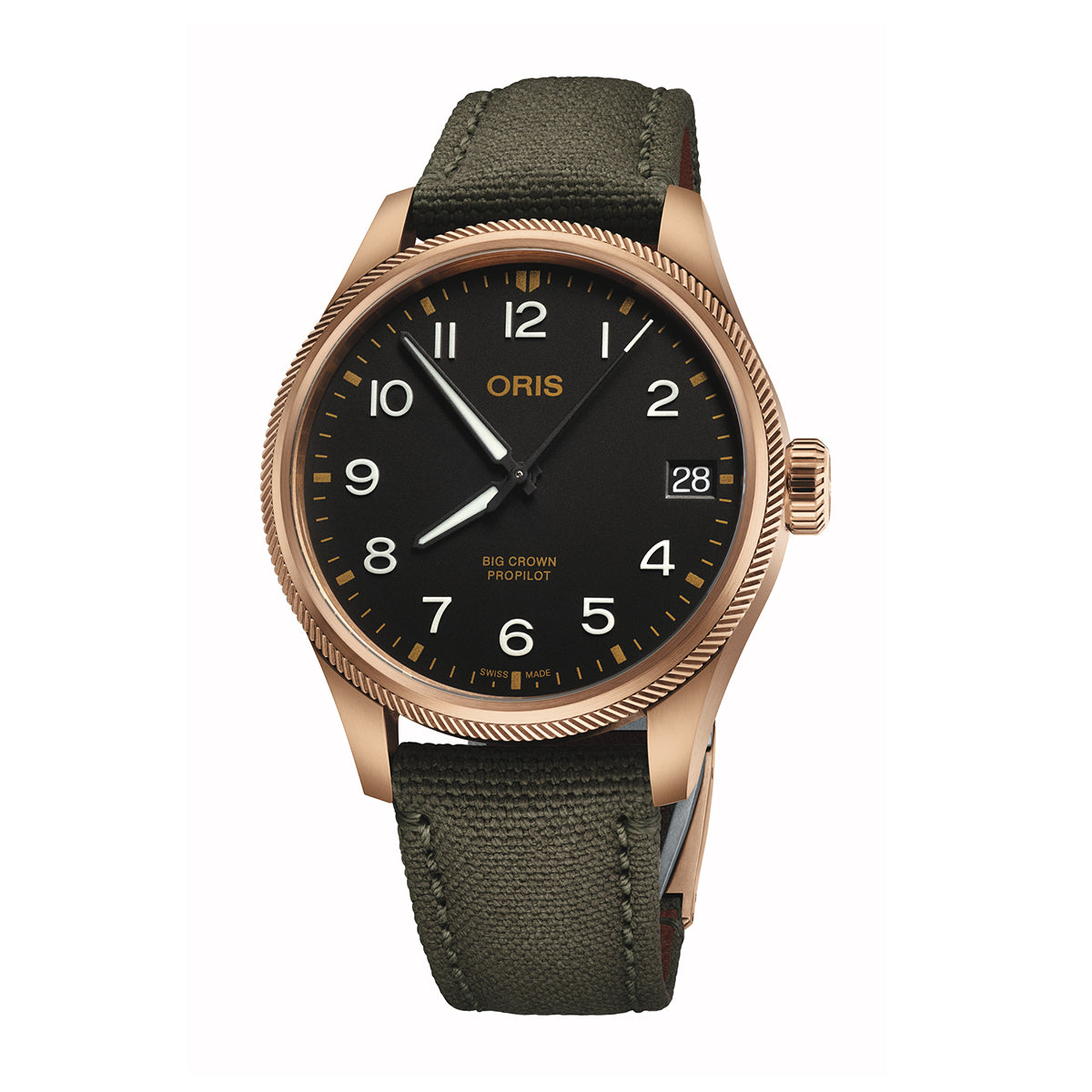 automatic oris watch black dial green strap