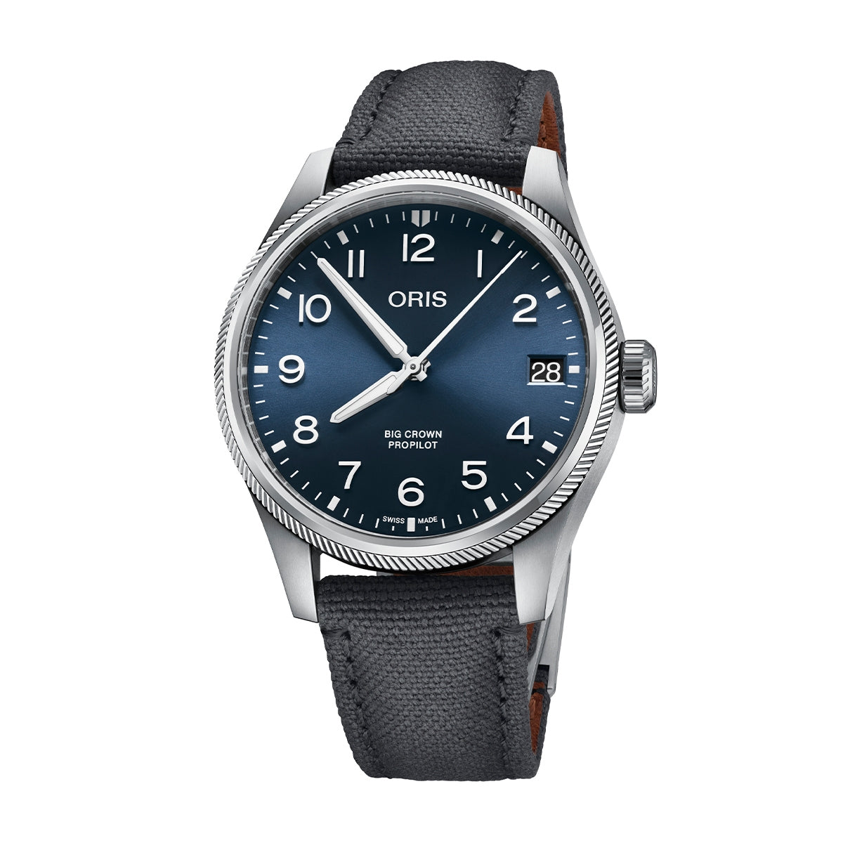 Oris Men's Big Crown ProPilot Automatic Stainless Steel Watch with Blue Dial & Dark Gray Nylon Strap