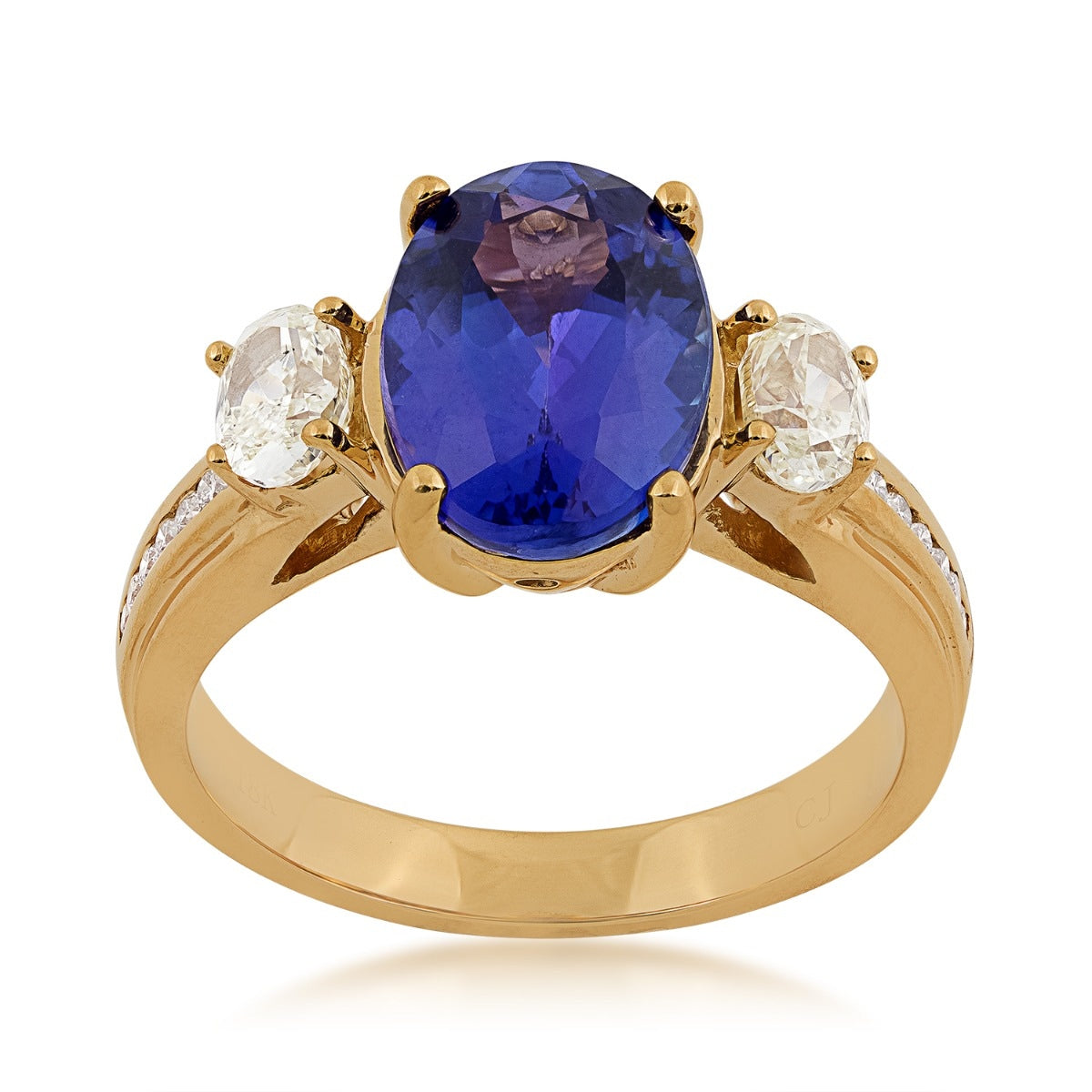 Oval Tanzanite & 7/8 ct. tw. Yellow & White Diamond Ring in 14K Yellow Gold