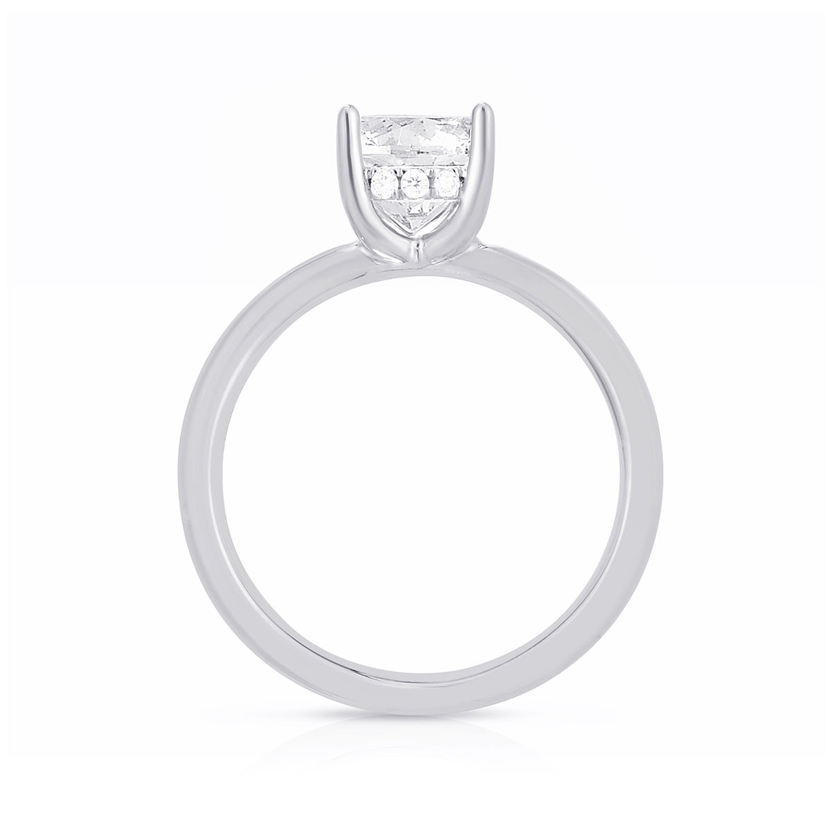 Brilliantly Yours Diamond Accent Hidden Halo Semi-Mount Engagement Ring in 14K White Gold front view