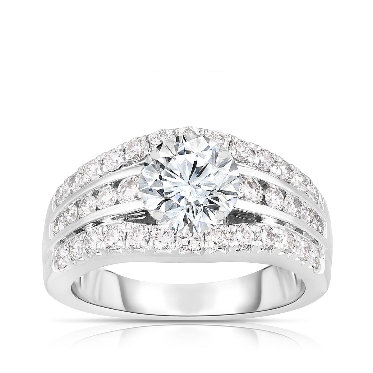 Brilliantly Yours 1 ct. tw. Diamond Multirow Semi-Mount Engagement Ring in 14K White Gold