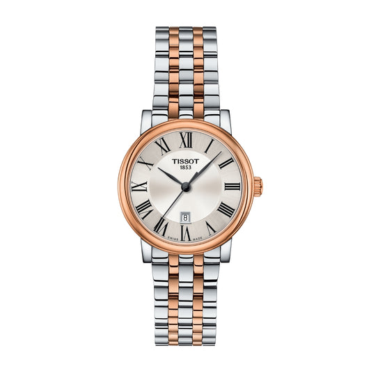 Tissot Ladies' Carson Two-Tone White & Pink Stainless Steel Watch with Silver Dial