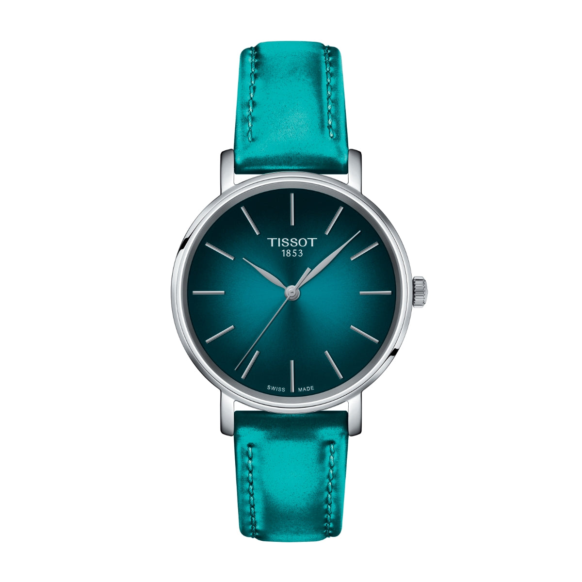 Tissot Ladies' Everytime Stainless Steel Watch with Teal Dial & Teal Synthetic Strap
