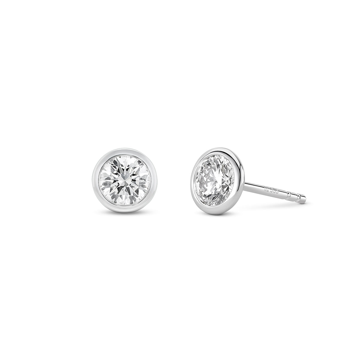Lightbox 1 ct. tw. Lab-Grown Round Diamond Solitaire Bezel Set Earrings in 14K White Gold