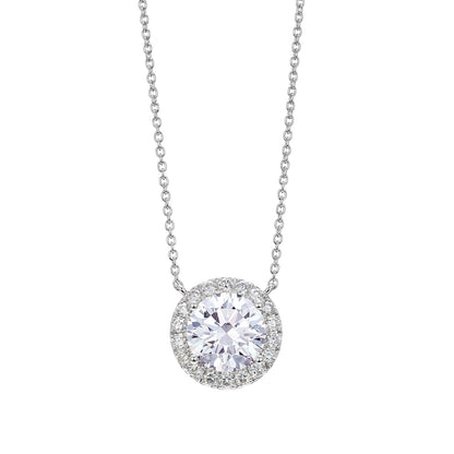 Lightbox 2 ct. tw. Lab-Grown Round Diamond Halo Necklace in 14K White Gold