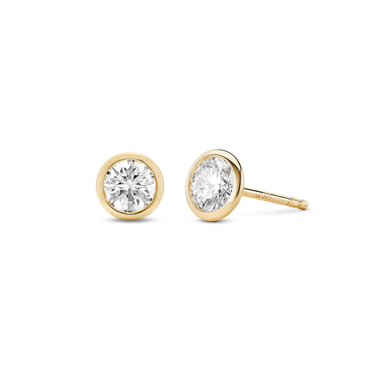 Lightbox 1 ct. tw. Lab-Grown Round Diamond Solitaire Bezel Set Earrings in 14K Yellow Gold