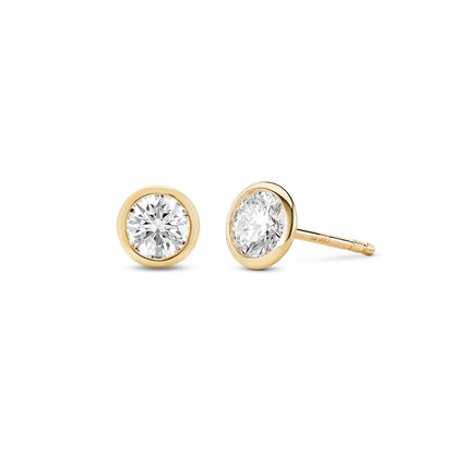 Lightbox 1 ct. tw. Lab-Grown Round Diamond Solitaire Bezel Set Earrings in 14K Yellow Gold
