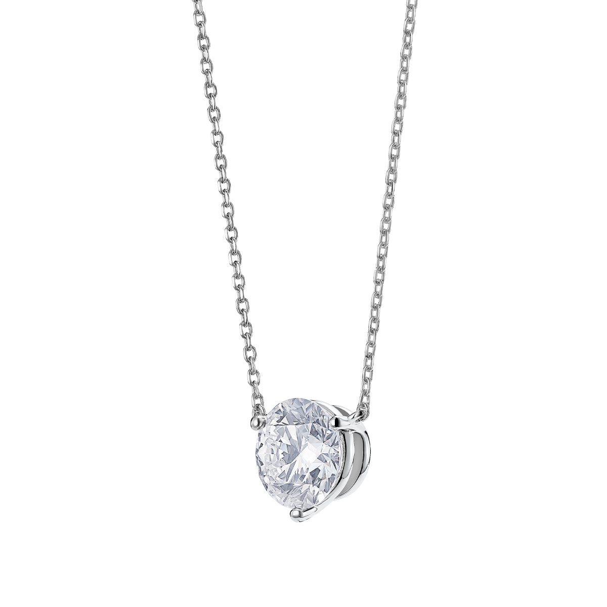 Lightbox 2 ct. tw. Lab-Grown Round Diamond Solitaire Necklace in 14K White Gold front view