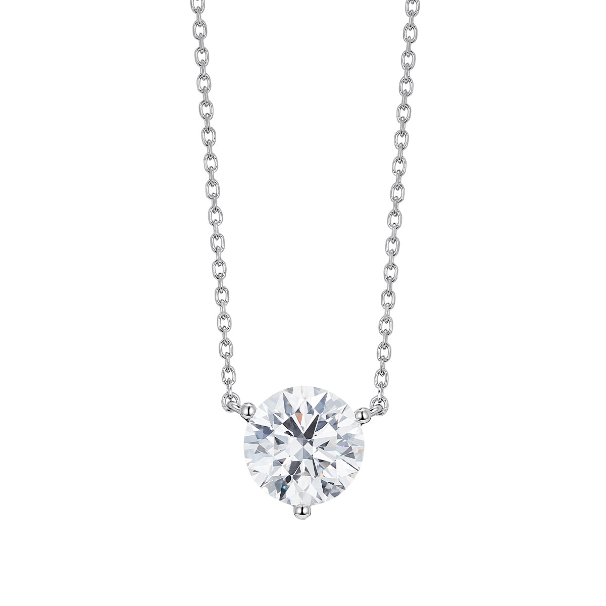 Lightbox 2 ct. tw. Lab-Grown Round Diamond Solitaire Necklace in 14K White Gold