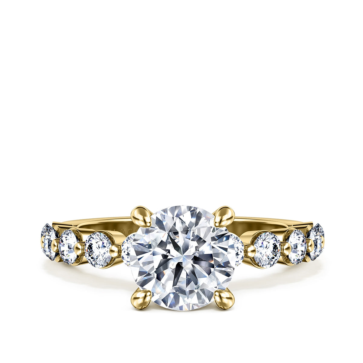 Gabriel & Co. 3/4 ct. tw. Diamond Shared Prong Round Semi-Mount Engagement Ring in 14K Yellow Gold