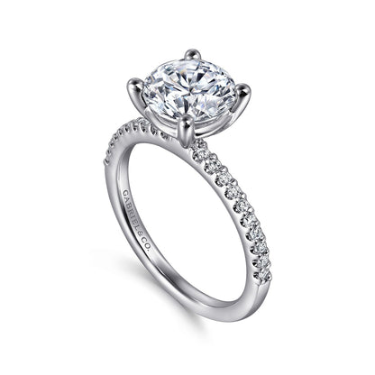 Gabriel & Co. 1/7 ct. tw. Diamond Round Semi-Mount Engagement Ring in 14K White Gold front view
