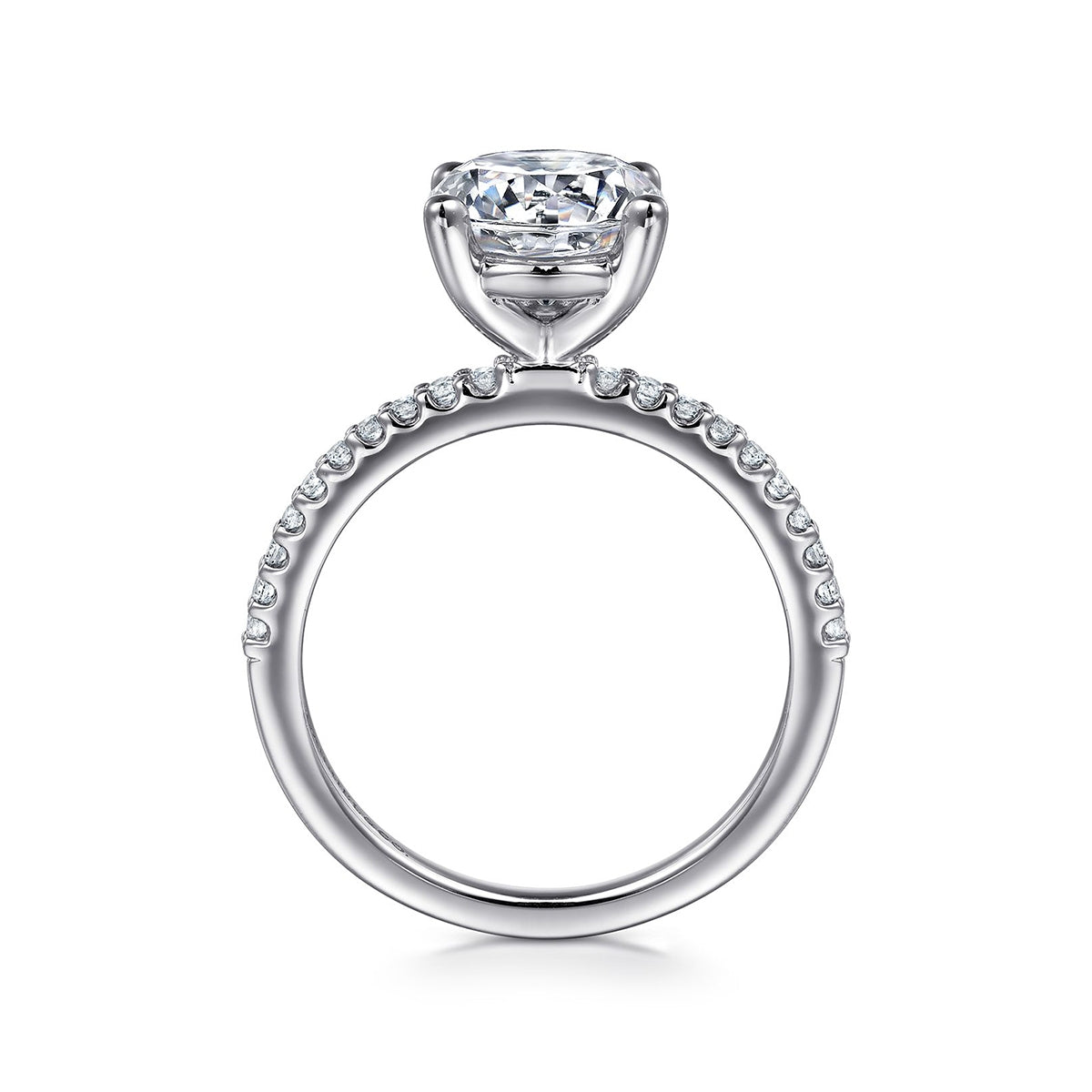 Gabriel & Co. 1/7 ct. tw. Diamond Round Semi-Mount Engagement Ring in 14K White Gold close-up detail
