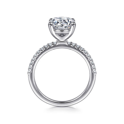 Gabriel & Co. 1/7 ct. tw. Diamond Round Semi-Mount Engagement Ring in 14K White Gold close-up detail