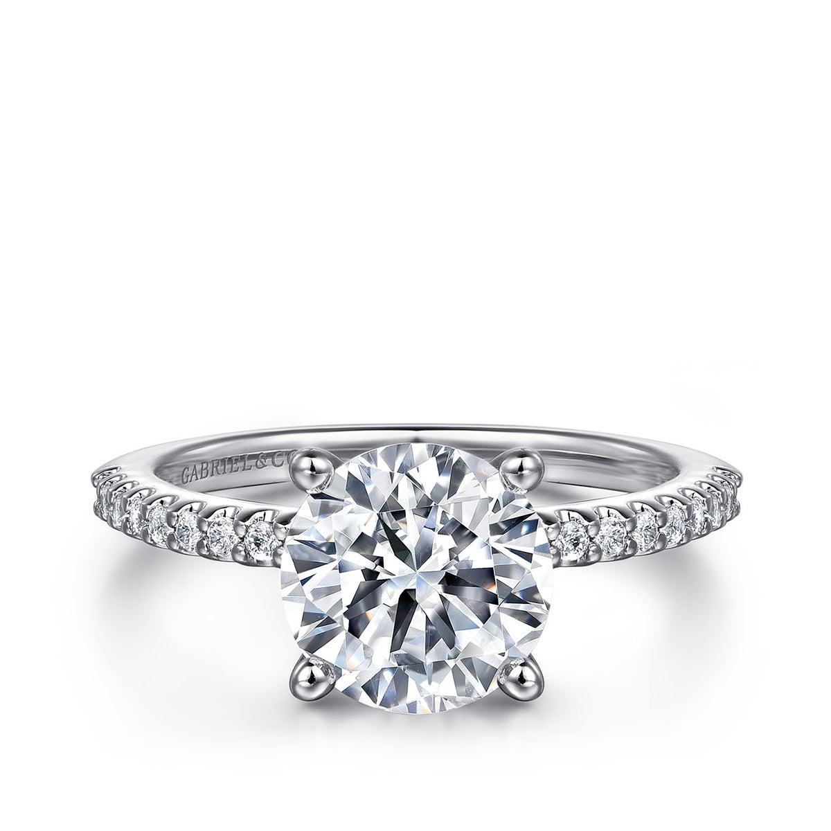 Gabriel & Co. 1/7 ct. tw. Diamond Round Semi-Mount Engagement Ring in 14K White Gold