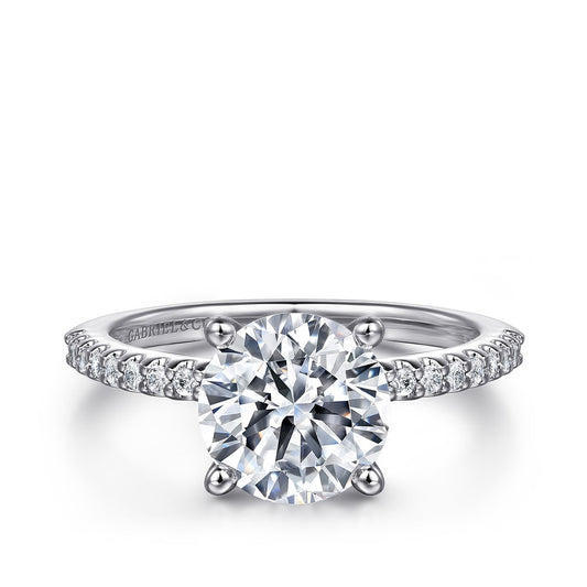 Gabriel & Co. 1/7 ct. tw. Diamond Round Semi-Mount Engagement Ring in 14K White Gold