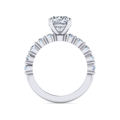 Gabriel & Co. 3/4 ct. tw. Diamond Shared Prong Round Semi-Mount Engagement Ring in 14K White Gold close-up detail