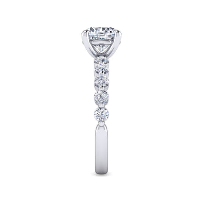 Gabriel & Co. 3/4 ct. tw. Diamond Shared Prong Round Semi-Mount Engagement Ring in 14K White Gold side profile