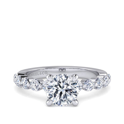 Gabriel & Co. 3/4 ct. tw. Diamond Shared Prong Round Semi-Mount Engagement Ring in 14K White Gold