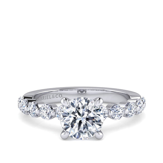 Gabriel & Co. 3/4 ct. tw. Diamond Shared Prong Round Semi-Mount Engagement Ring in 14K White Gold