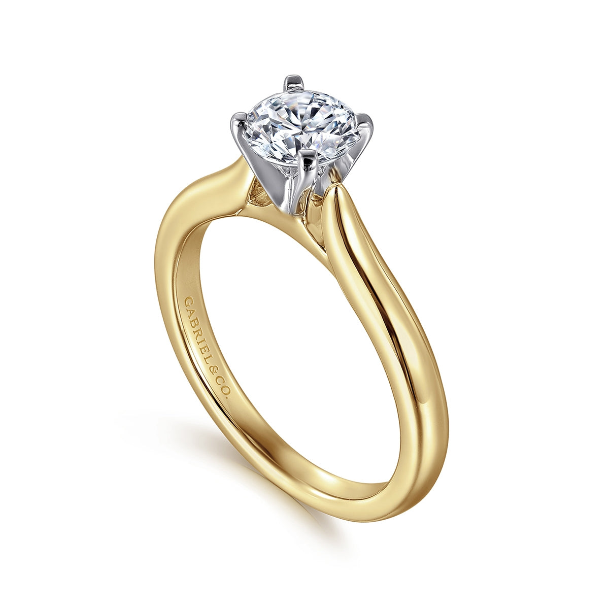 Gabriel & Co. Round Solitaire Semi-Mount Engagement Ring in 14K Yellow Gold front view