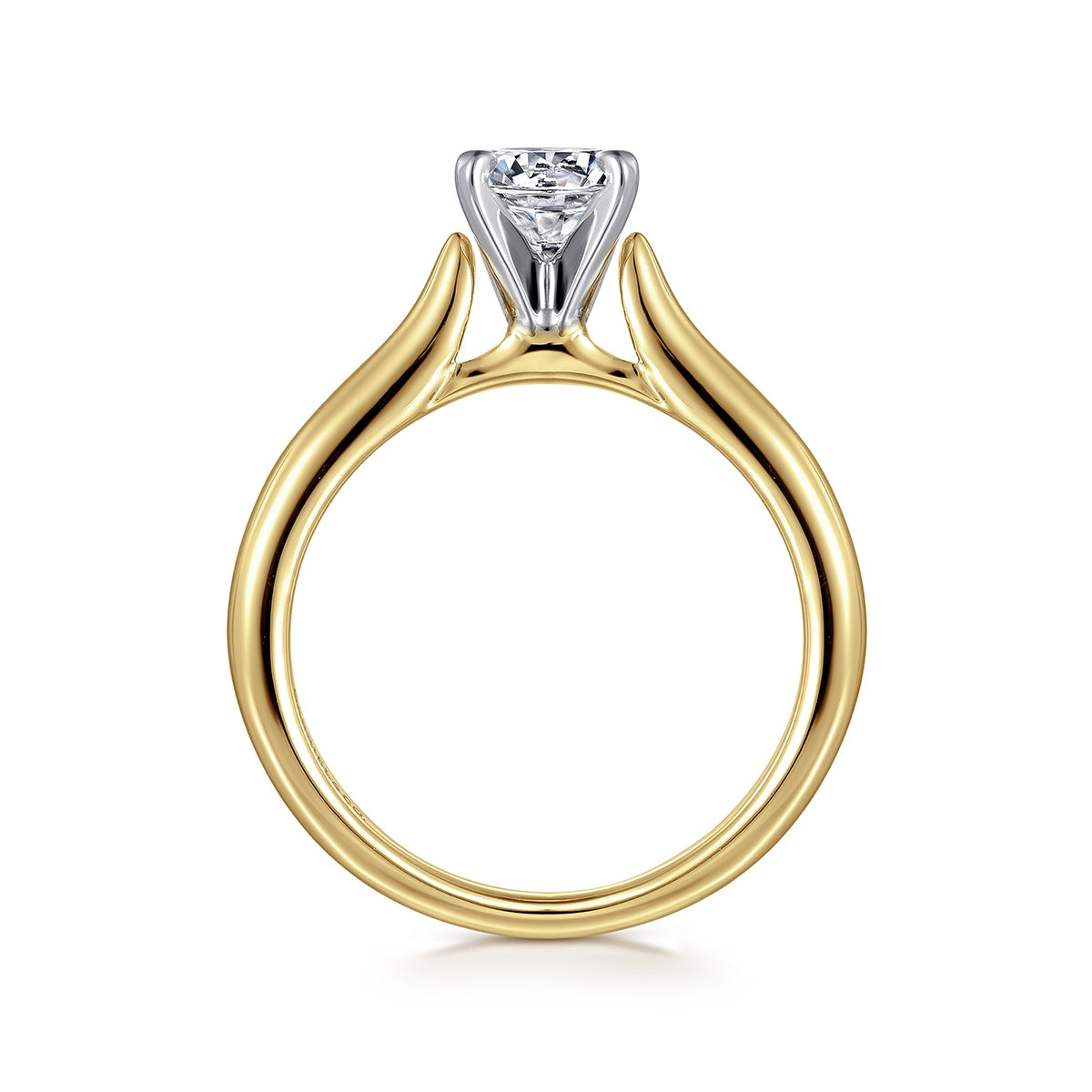 Gabriel & Co. Round Solitaire Semi-Mount Engagement Ring in 14K Yellow Gold close-up detail