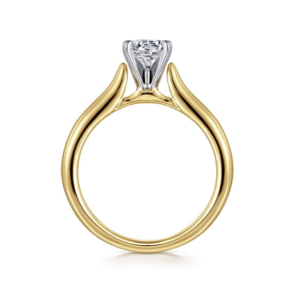 Gabriel & Co. Round Solitaire Semi-Mount Engagement Ring in 14K Yellow Gold close-up detail