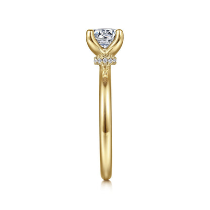 Gabriel & Co. .04 ct. tw. Diamond Hidden Halo Round Semi-Mount Engagement Ring in 14K Yellow Gold side profile