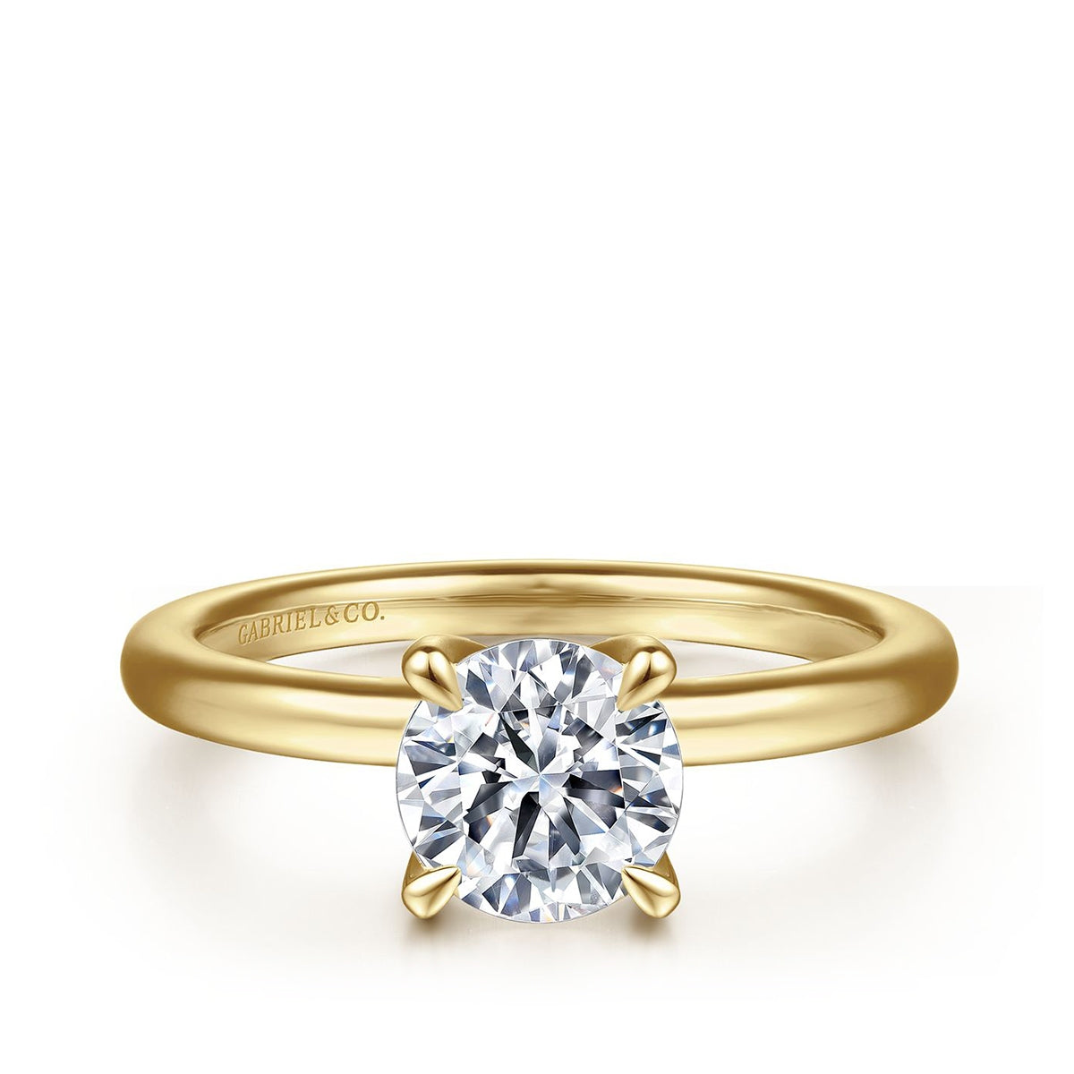 Gabriel & Co. .04 ct. tw. Diamond Hidden Halo Round Semi-Mount Engagement Ring in 14K Yellow Gold