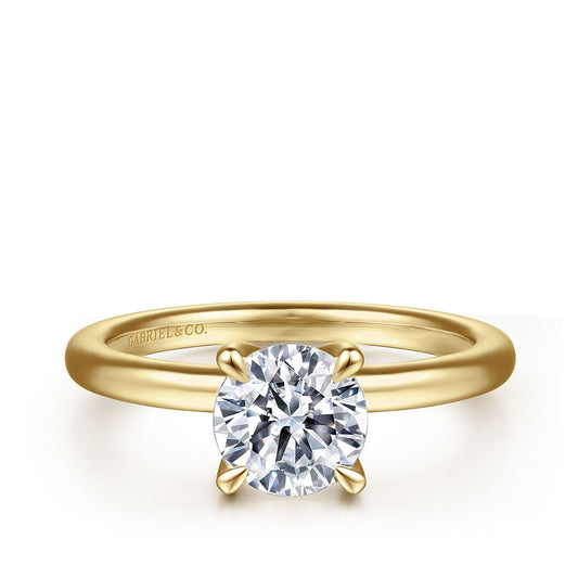 Gabriel & Co. .04 ct. tw. Diamond Hidden Halo Round Semi-Mount Engagement Ring in 14K Yellow Gold