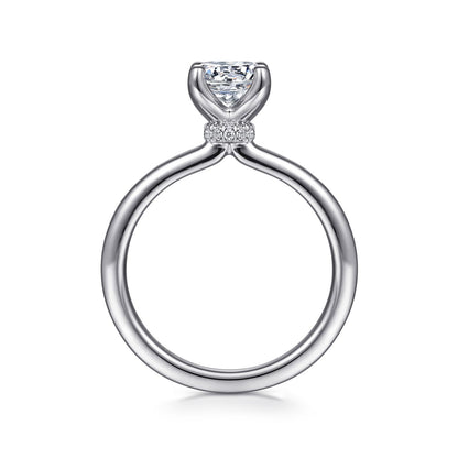 Gabriel & Co. .04 ct. tw. Diamond Hidden Halo Round Semi-Mount Engagement Ring in 14K White Gold close-up detail