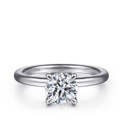 Gabriel & Co. .04 ct. tw. Diamond Hidden Halo Round Semi-Mount Engagement Ring in 14K White Gold