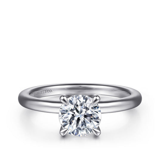 Gabriel & Co. .04 ct. tw. Diamond Hidden Halo Round Semi-Mount Engagement Ring in 14K White Gold