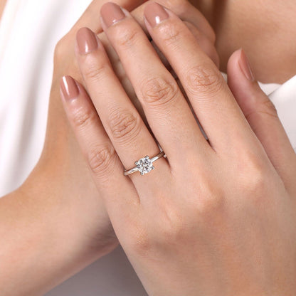 Gabriel & Co. .04 ct. tw. Diamond Hidden Halo Round Semi-Mount Engagement Ring in 14K White Gold full view