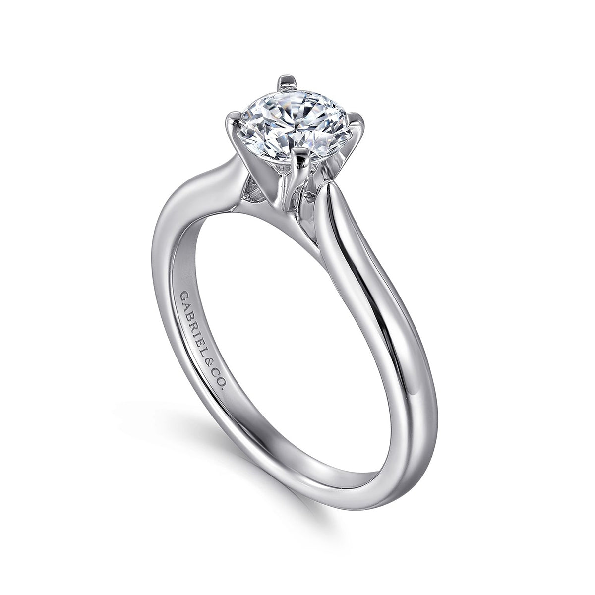 Gabriel & Co. Round Solitaire Semi-Mount Engagement Ring in 14K White Gold front view