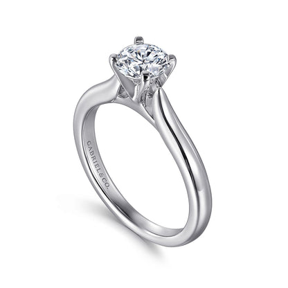 Gabriel & Co. Round Solitaire Semi-Mount Engagement Ring in 14K White Gold front view
