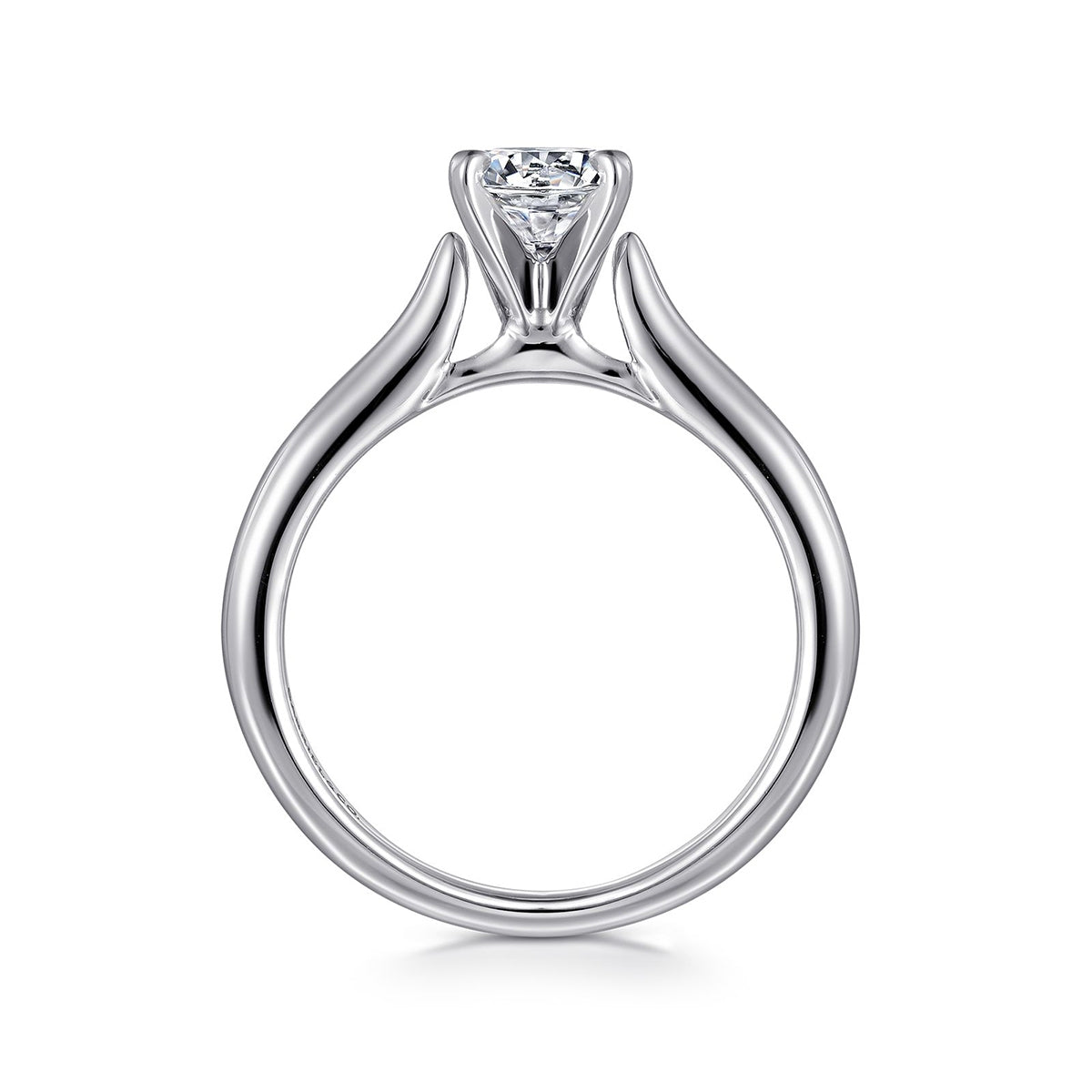 Gabriel & Co. Round Solitaire Semi-Mount Engagement Ring in 14K White Gold close-up detail