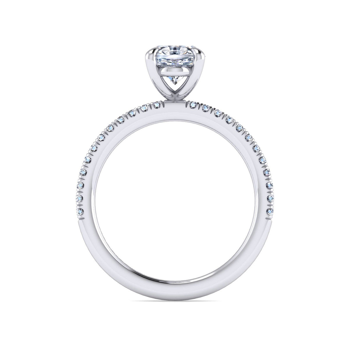Gabriel & Co. 1/6 ct. tw. Diamond Oval Semi-Mount Engagement Ring in 14K White Gold close-up detail