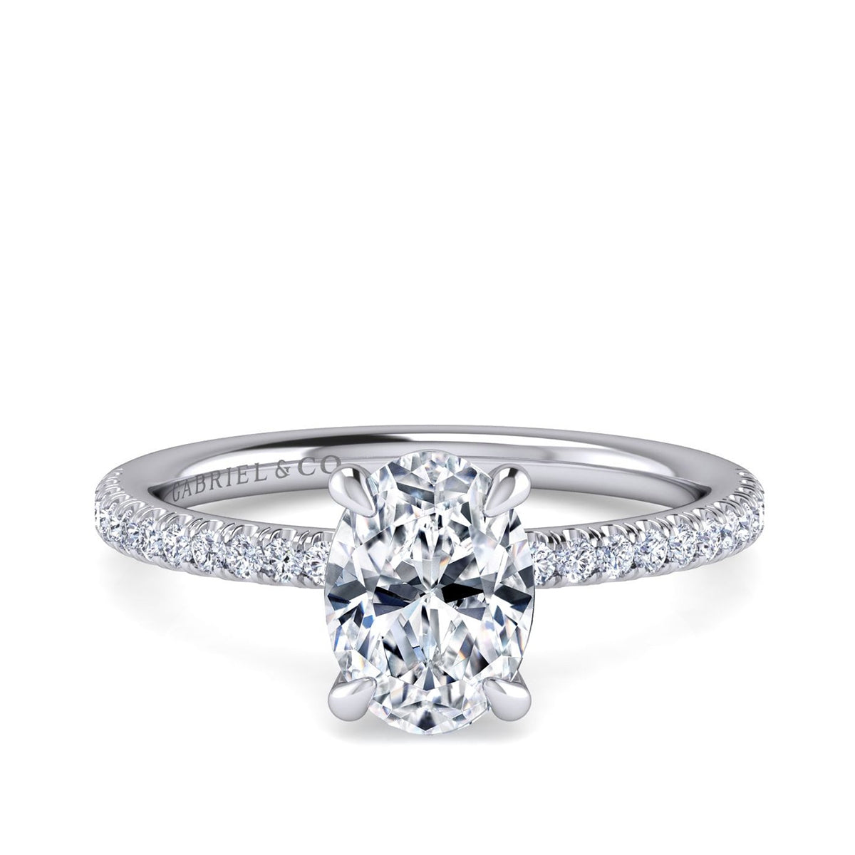 Gabriel & Co. 1/6 ct. tw. Diamond Oval Semi-Mount Engagement Ring in 14K White Gold