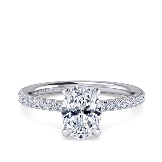 Gabriel & Co. 1/6 ct. tw. Diamond Oval Semi-Mount Engagement Ring in 14K White Gold