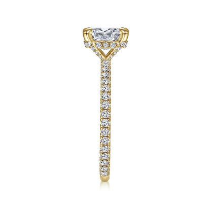Gabriel & Co. 3/8 ct. tw. Diamond Hidden Halo Oval Semi-Mount Engagement Ring in 14K Yellow Gold side profile