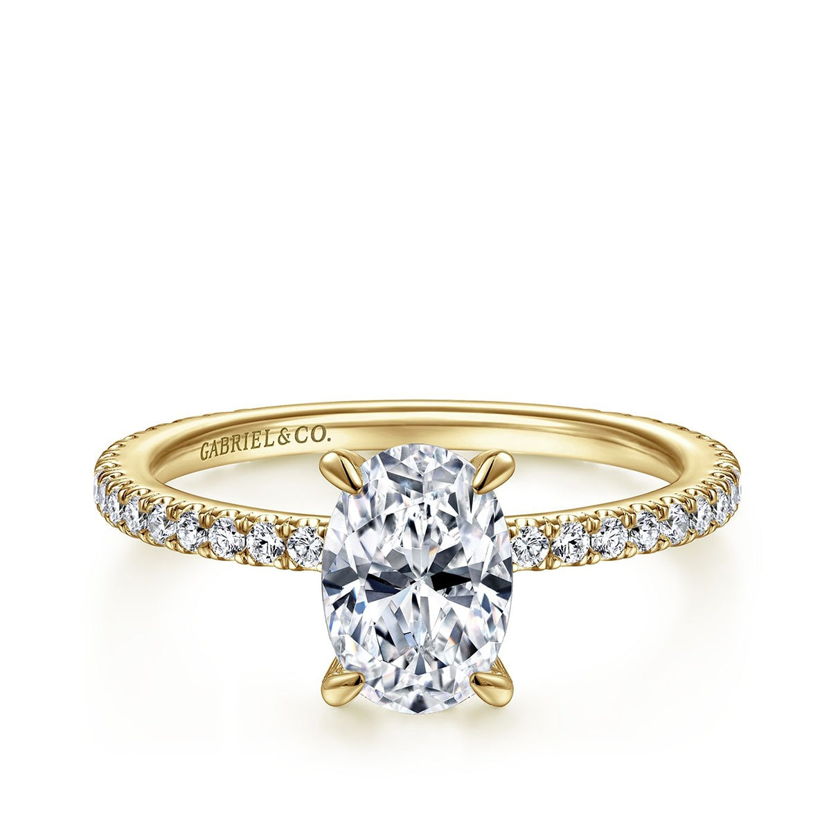 Gabriel & Co. 3/8 ct. tw. Diamond Hidden Halo Oval Semi-Mount Engagement Ring in 14K Yellow Gold