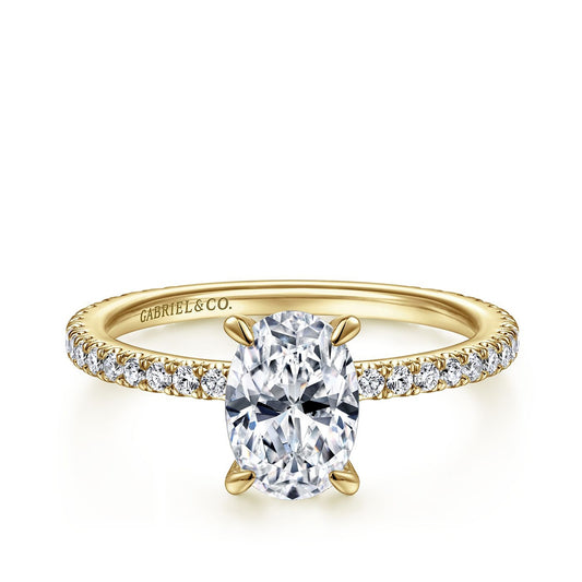 Gabriel & Co. 3/8 ct. tw. Diamond Hidden Halo Oval Semi-Mount Engagement Ring in 14K Yellow Gold