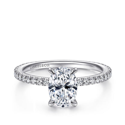 Gabriel & Co. 3/8 ct. tw. Diamond Hidden Halo Oval Semi-Mount Engagement Ring in 14K White Gold