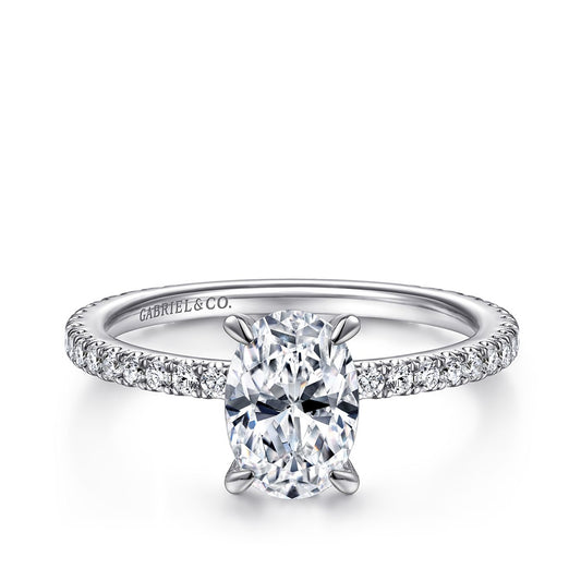 Gabriel & Co. 3/8 ct. tw. Diamond Hidden Halo Oval Semi-Mount Engagement Ring in 14K White Gold