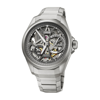 Oris Men's Big Crown ProPilot X Calibre 115 Automatic Titanium Watch with Open Aperture Dial & Case Back